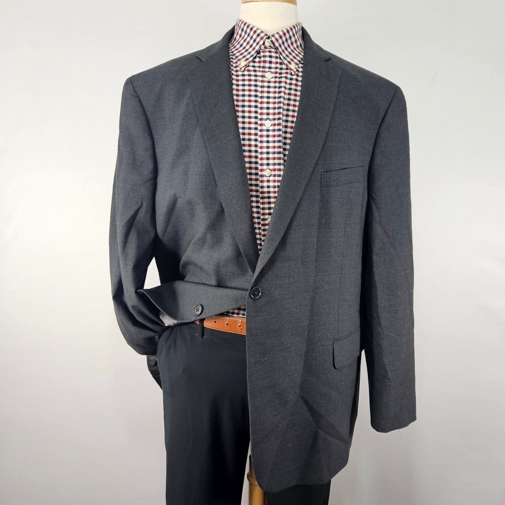 Brooks Brothers 346 Stretch Men's Sport Coat Blazer Two Button Charcoal 48L